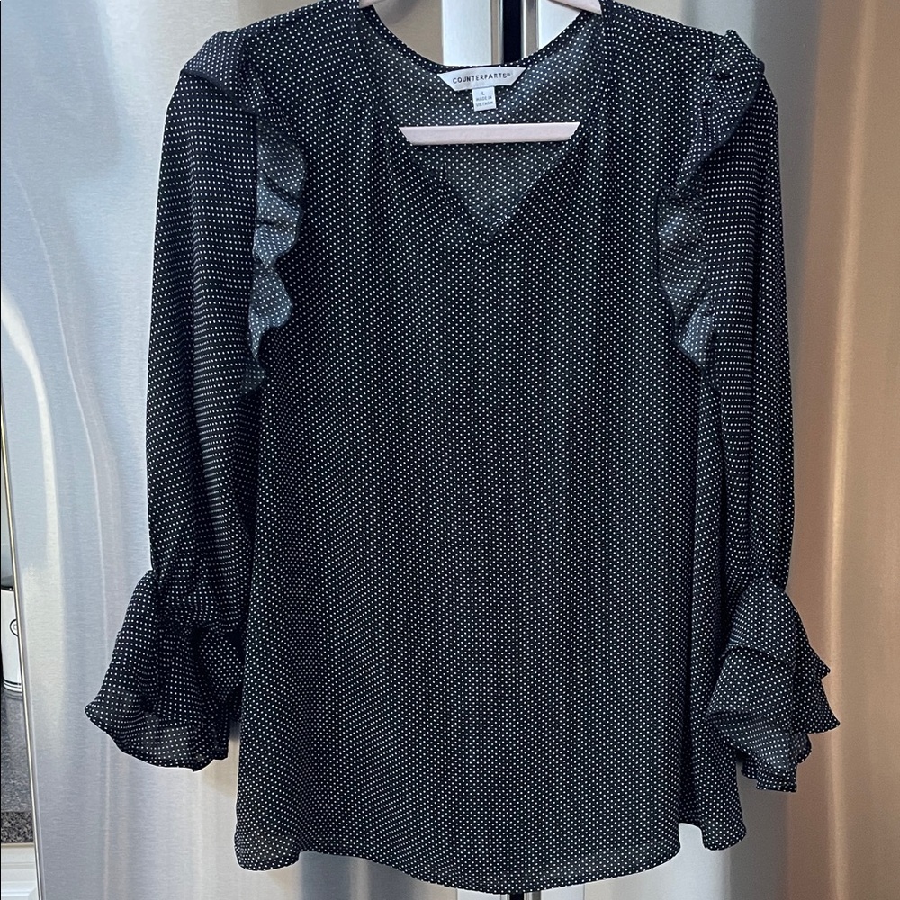 Counterparts Black and White Polka Dot Blouse